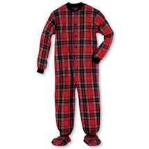 Alternate image Adult Flannel Footed Pajamas - Plaid