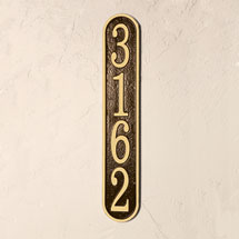 Personalized Vertical House Number Plaque, Bronze/Gold