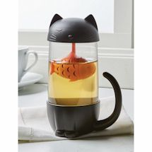 Alternate Image 1 for Black Cat Teapot With Goldfish Infuser