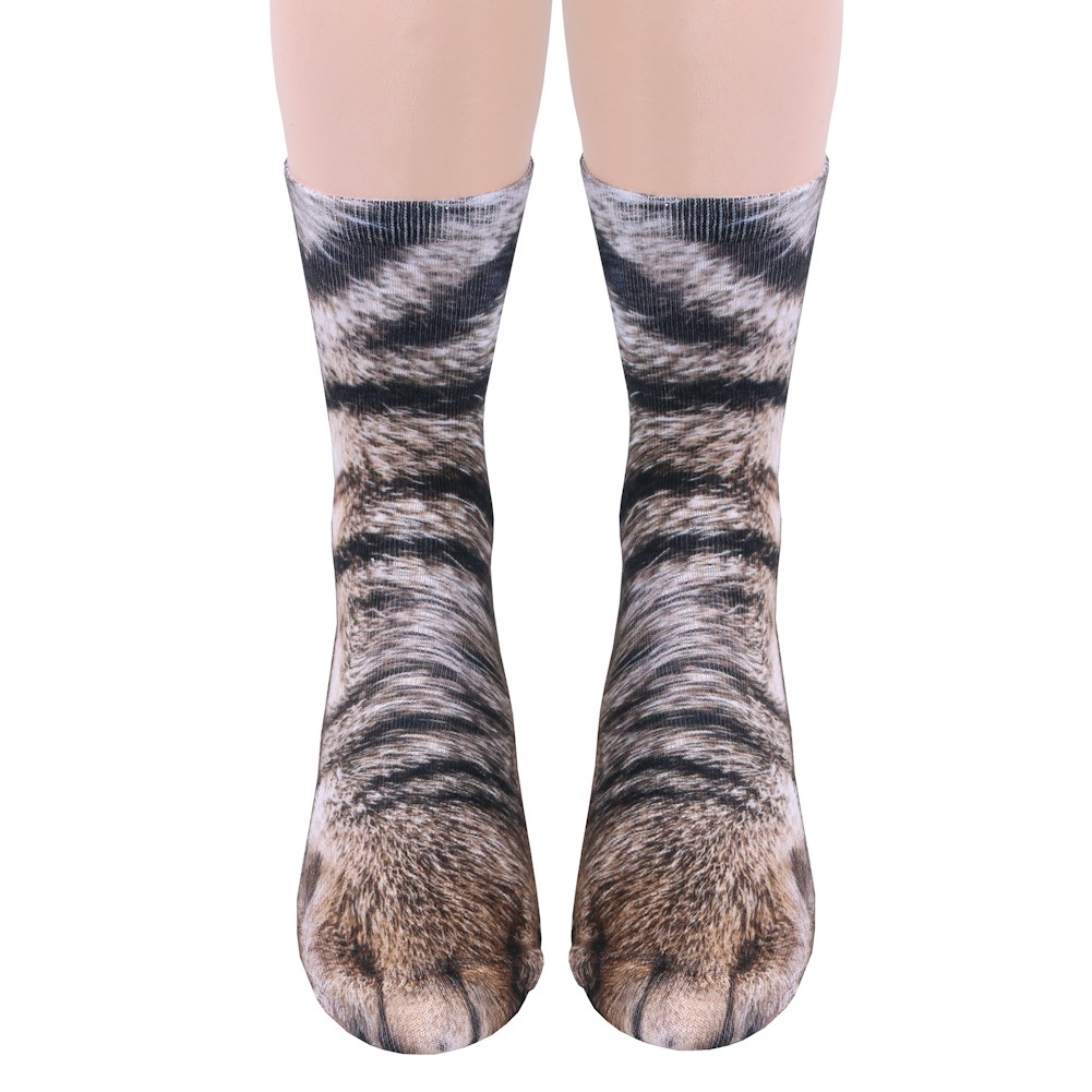 Holibanna 1 Pair 3D Animal Paw Crew Socks Unisex Cat Pattern Printed Socks Polyester Cotton Crew Socks Soft Non Slip Knee High Socks for Men Women Kids 40 CM